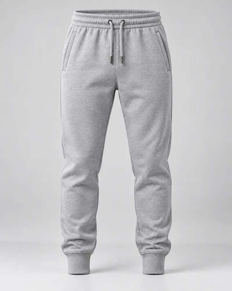Grey marl joggers with drawcord waist and ribbed cuffs, front view