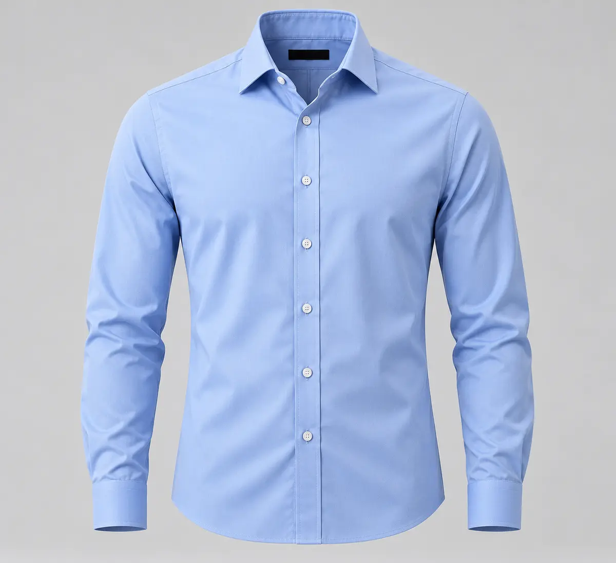 Light blue long-sleeve button-down shirt, front view